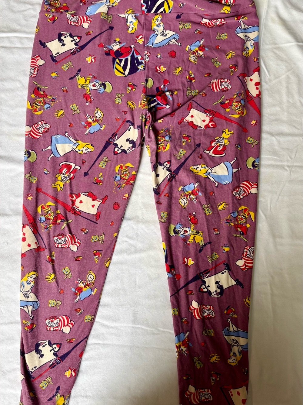 Vintage Alice in Wonderland LuLaRoe Purple Character-Print Leggings size TC2